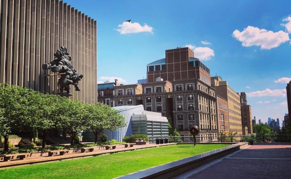 buildings on Columbia University campus on a sunny day