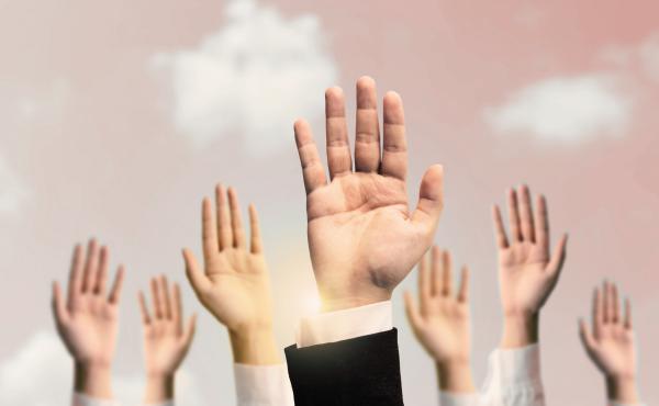 raised hands