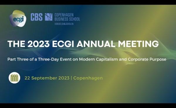 Day 3 | The 2023 ECGI Annual Meeting: Opening speech