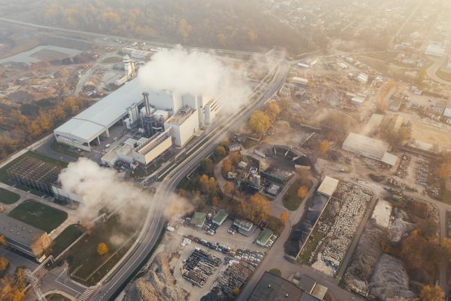 a view of an industrial plant from the sky