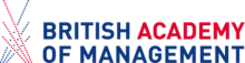 blue & red logo with text British academy of management