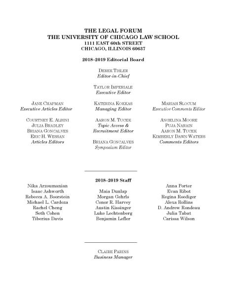 The University of Chicago Legal Forum