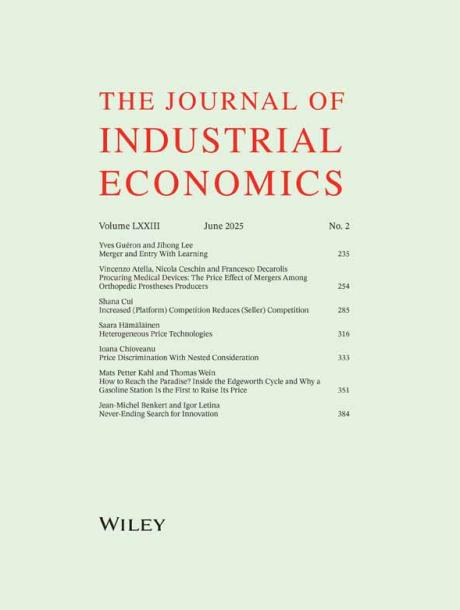 The Journal of Industrial Economics journal cover