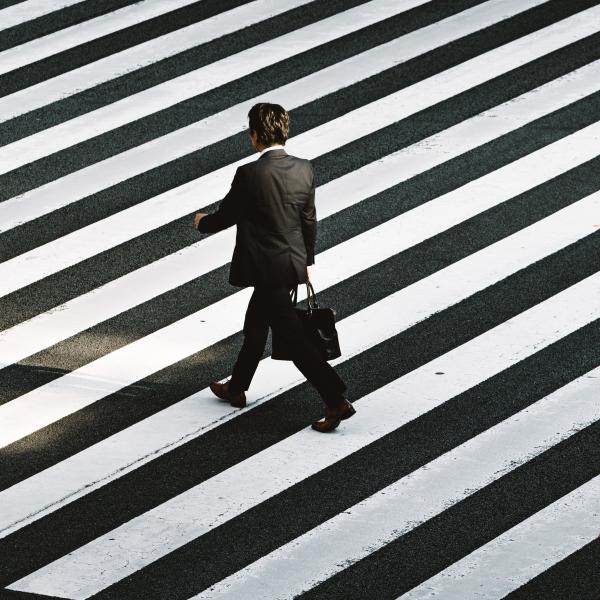 man on a crosswalk