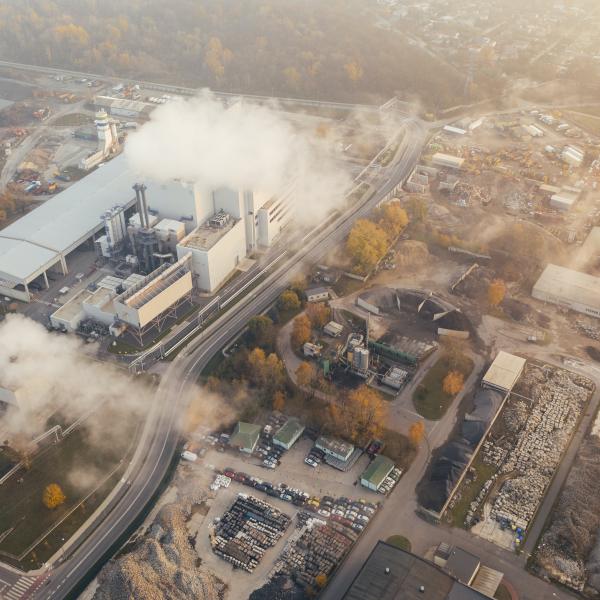 a view of an industrial plant from the sky