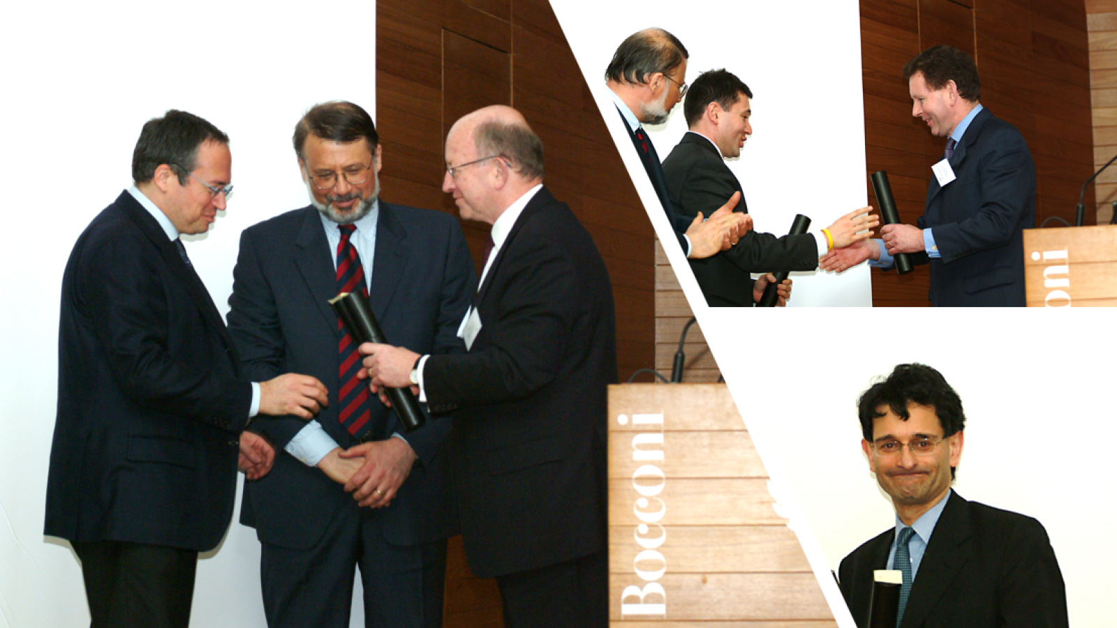 Group of men receiving prizes