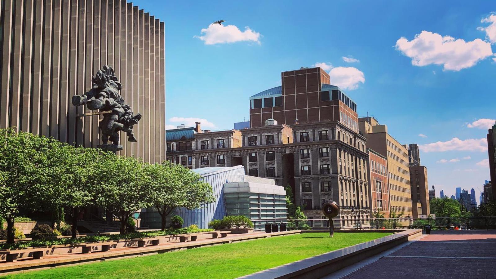 buildings on Columbia University campus on a sunny day